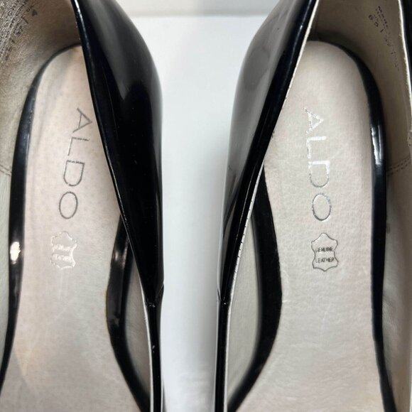 Aldo Pump Heels Womens Size 6.5 Black Platform Stiletto Patent Leather - Picture 6 of 10